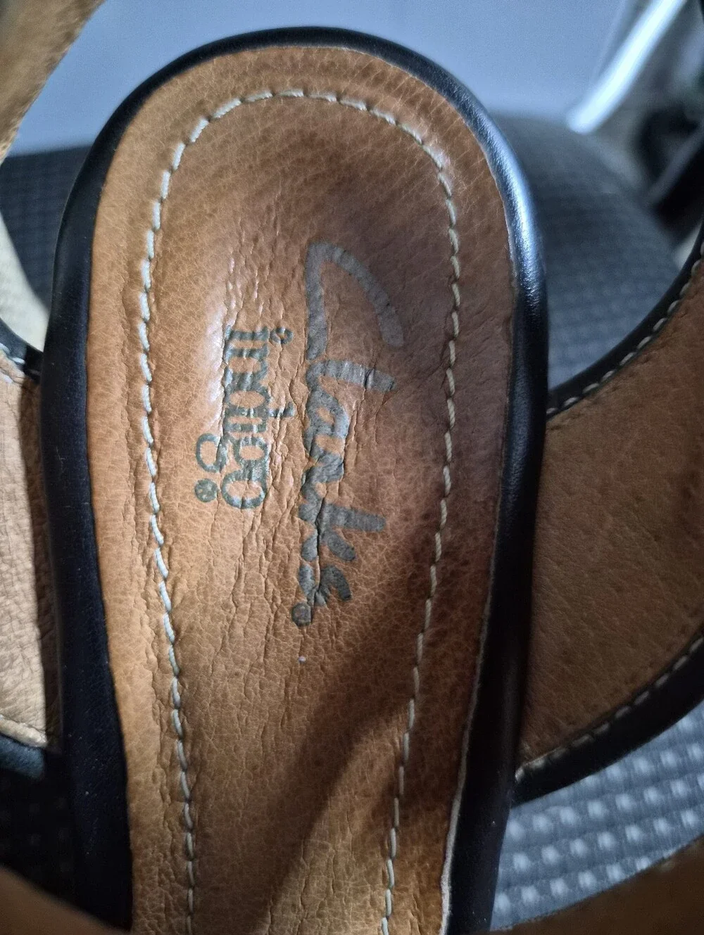 Clarks Black Leather Espadrille Wedge Sandals